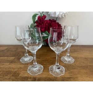 Vintage Rosenthal Monbijou Crystal Wine Glasses‎ Germany Floral Stem Set of 4